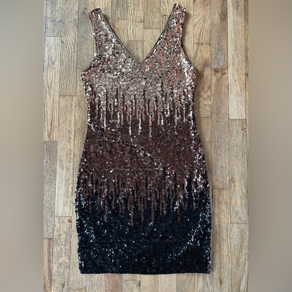Form fitting sequin cocktail dress